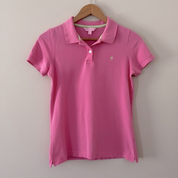 Lilly Pulitzer Pink Island Polo Shirt Short Sleeve Pima Cotton Blend Y2K Size M - Picture 6 of 7